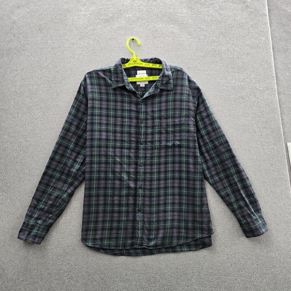 American Eagle Men Button Up Shirt XL Green Plaid Flannel Shirt Super Soft